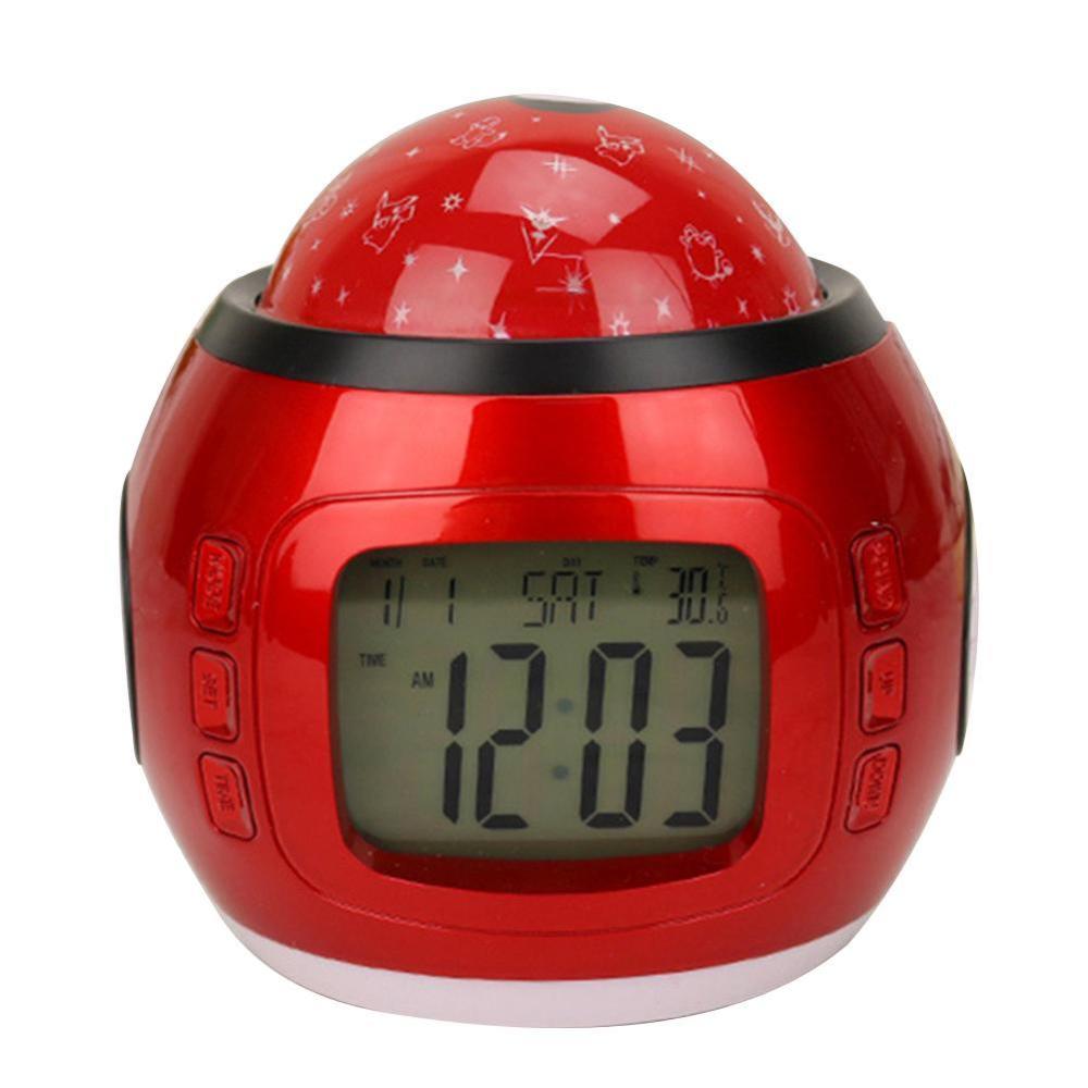 Muziek sterrenhemel kleurrijke projectie wekker kamer nachtlampje decoratie projectorlamp kleurverandering multifunctioneel gloeiend: Rood
