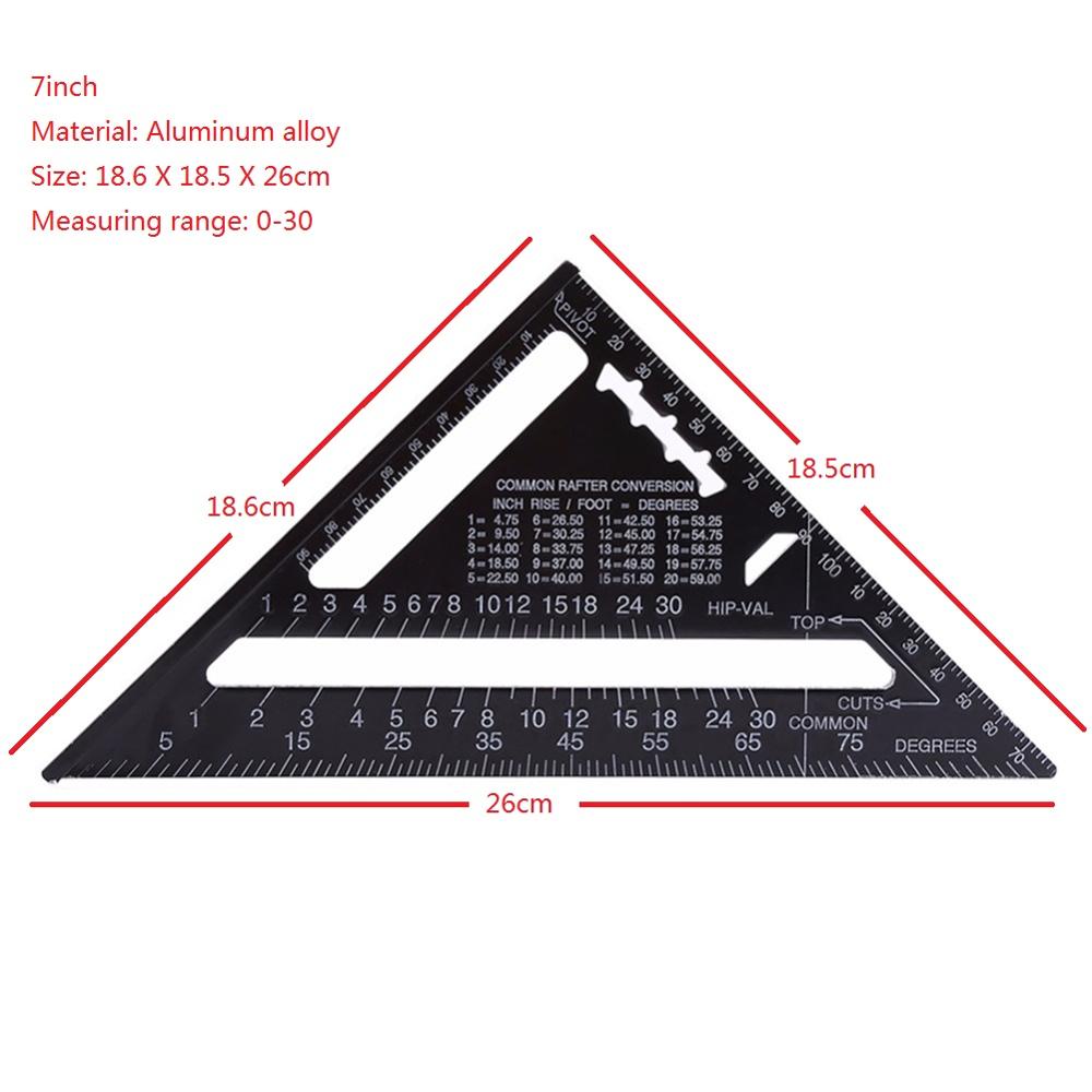 7/12inch Speed Square Metric Aluminum Alloy Triangle Ruler Squares for Measuring Tool Metric Angle Protractor Woodworking Tools: 7inch