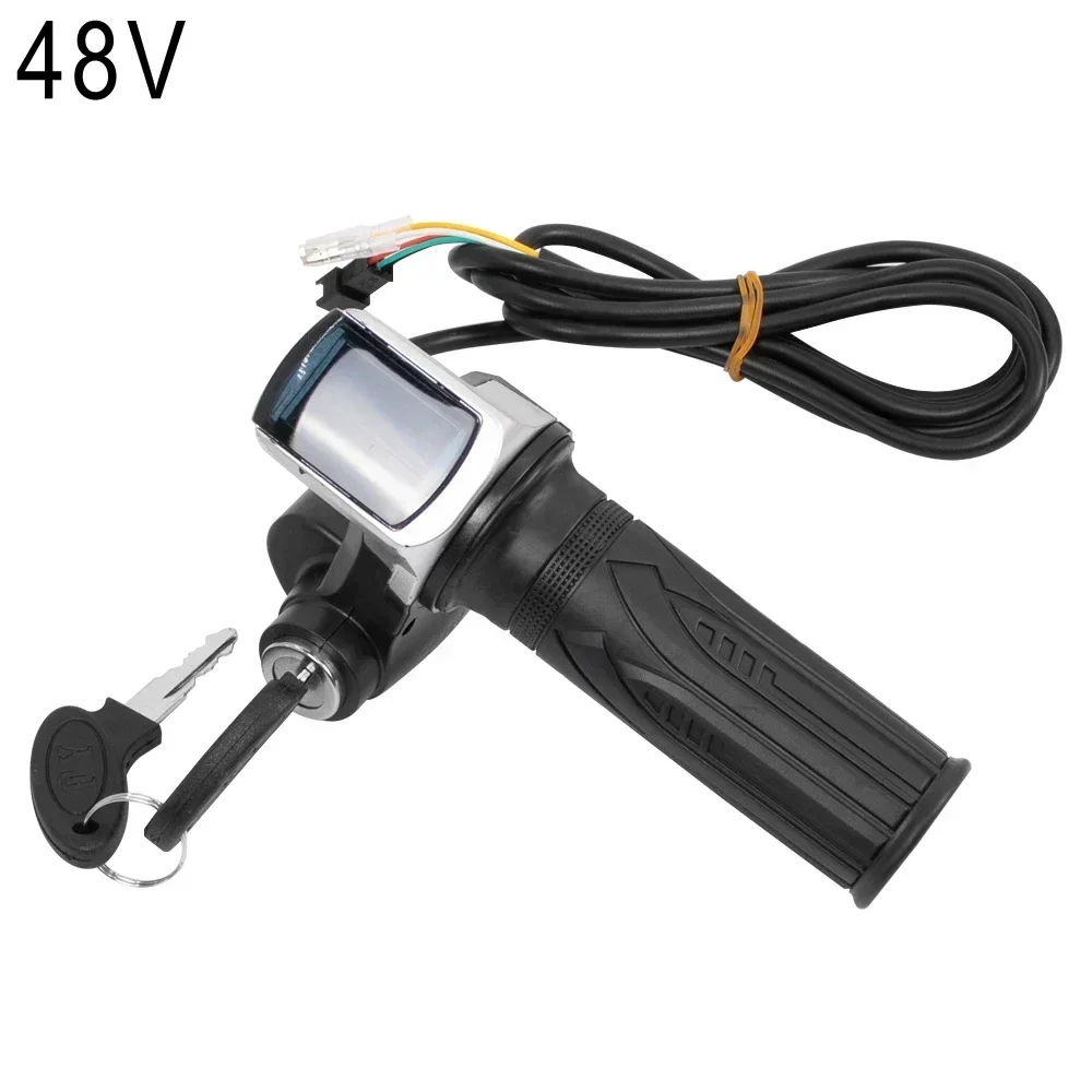 36v 48v 60v aperto do acelerador e-bike guiador com bloqueio ebike bicicleta elétrica scooter acelerador indicador de energia chave display led: Verde claro