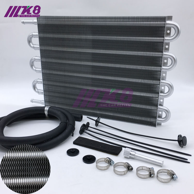Oil Cooler Aluminum Transmission Oil Cooler Automatic Stacked Plate Oil Cooler Radiator 4 6 8 12 13Row 15Row 22Row: 8-Row Silver