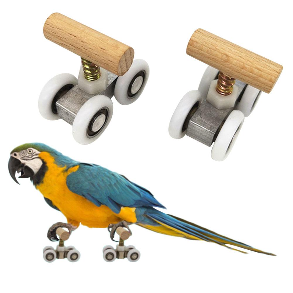 2Pcs Papegaai Truc Tafelblad Papegaai Rolschaatsen Educatief Oefening Speelgoed Voor Kleine Medium Grote Papegaaien Vogel Puzzel Speelgoed