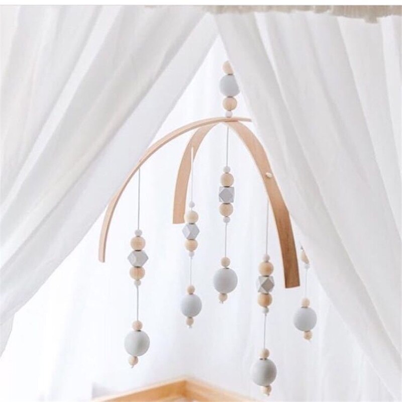 Baby Rammelaar Mobiele Speelgoed Houten Kralen Crib Speelgoed Bed Opknoping Pasgeboren Windgong Bel Nordic Kinderkamer Decoratie Fotografie Rekwisieten