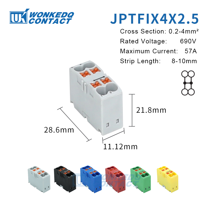 Distribution block ptfix 2,5 mm2 2/4/6/7/12/13/18/19 connection push-in electric power terminal block connector mount on din rail: 4xl / Green