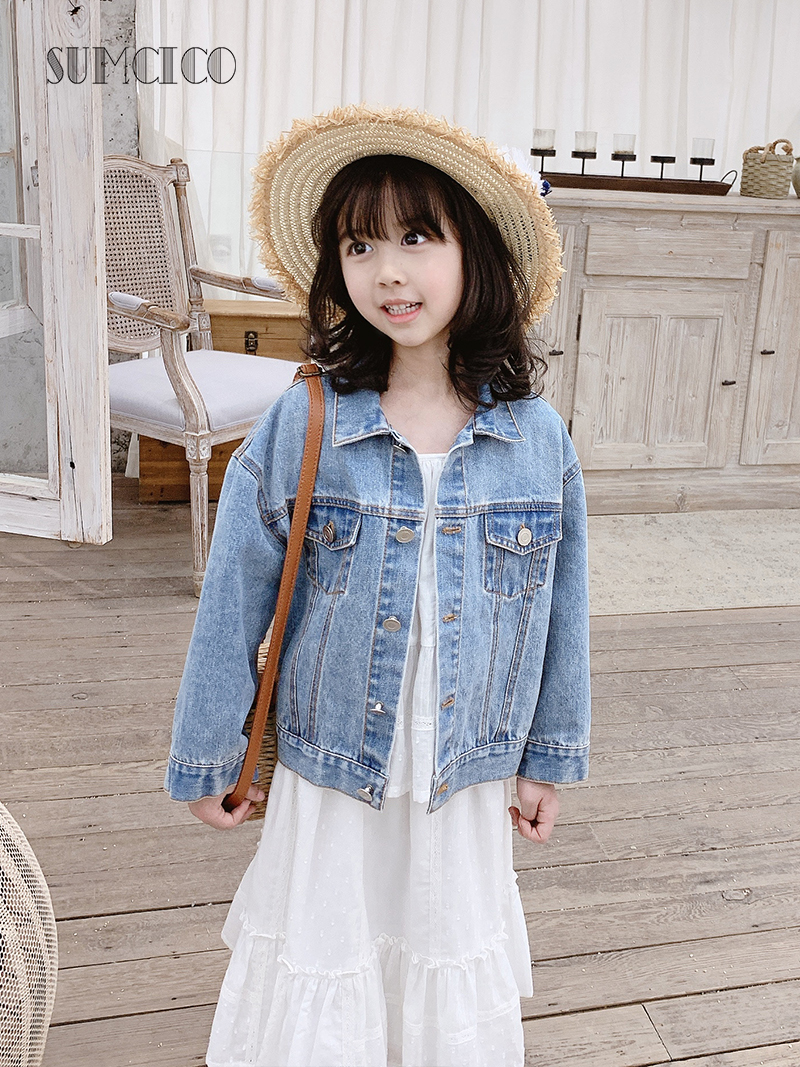 Sumcico 2020SS Neueste kinder Baumwolle Denim Weiche Trucker Jacke Kinder Klassische Denim Mantel Alter 2-15Y