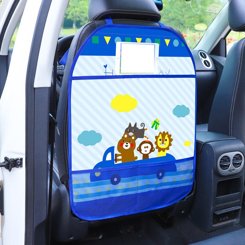 Funda protectora para asiento trasero de coche de dibujos animados, alfombrillas protectoras para asiento de coche de bebé, cojín antipatadas con bolsa de almacenamiento: A4