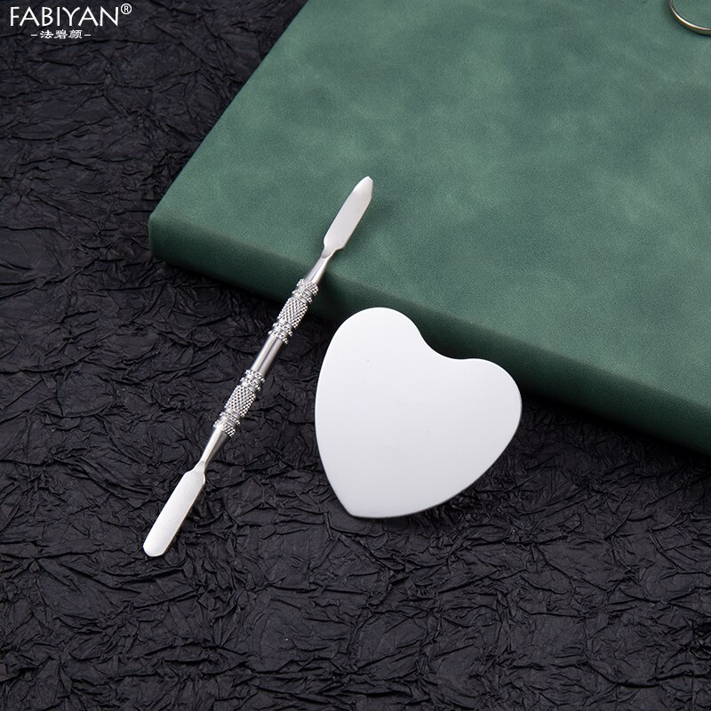 Paleta de maquillaje con anillo para dedos, base de sombra de ojos, pintura cosmética con varilla, juego de espátula ajustable, herramienta de acero inoxidable para arte de uñas: Heart