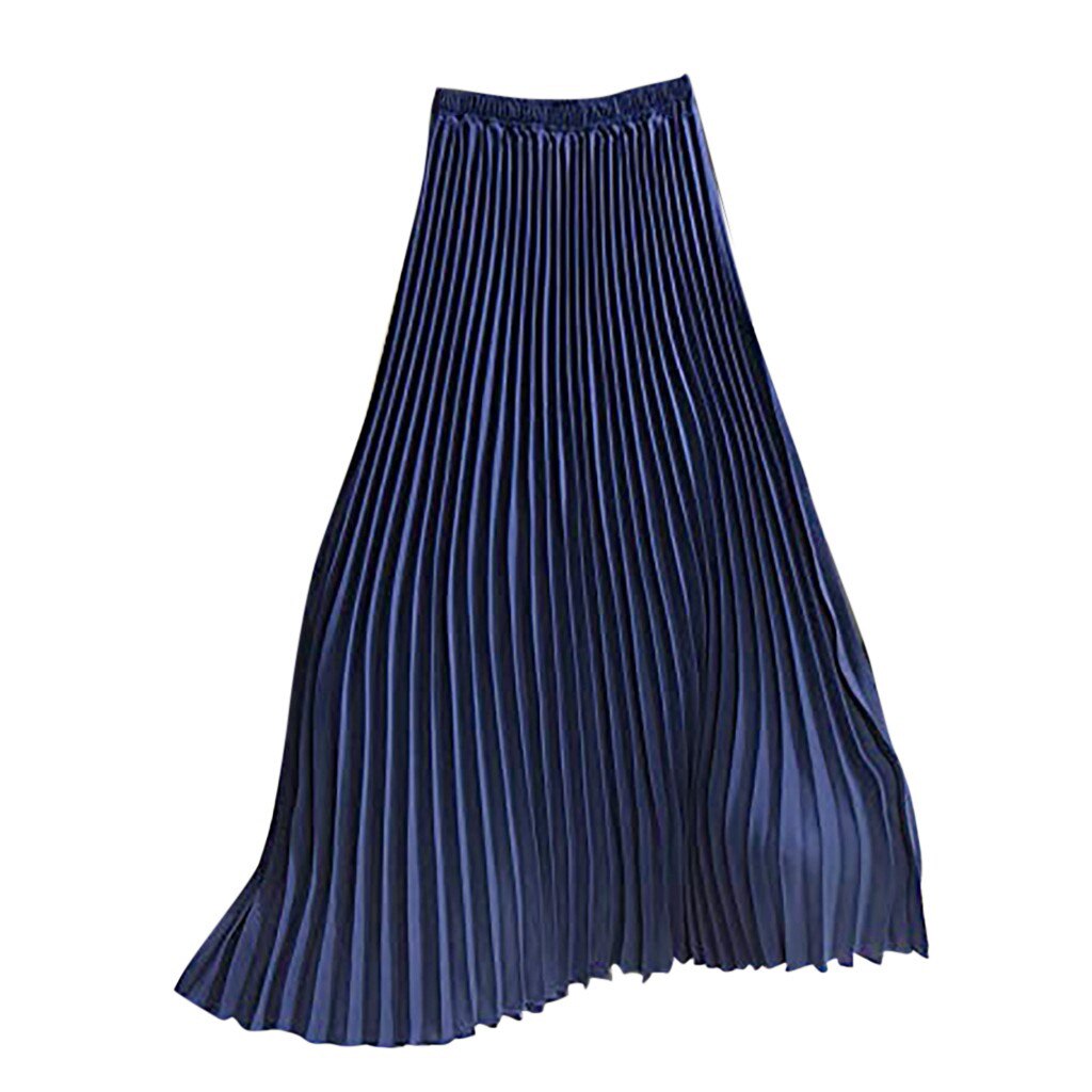 Faldas de coreana para mujer, faldas negras, , Midi, Falda plisada con cintura elástica, Jupe Longue,: BU
