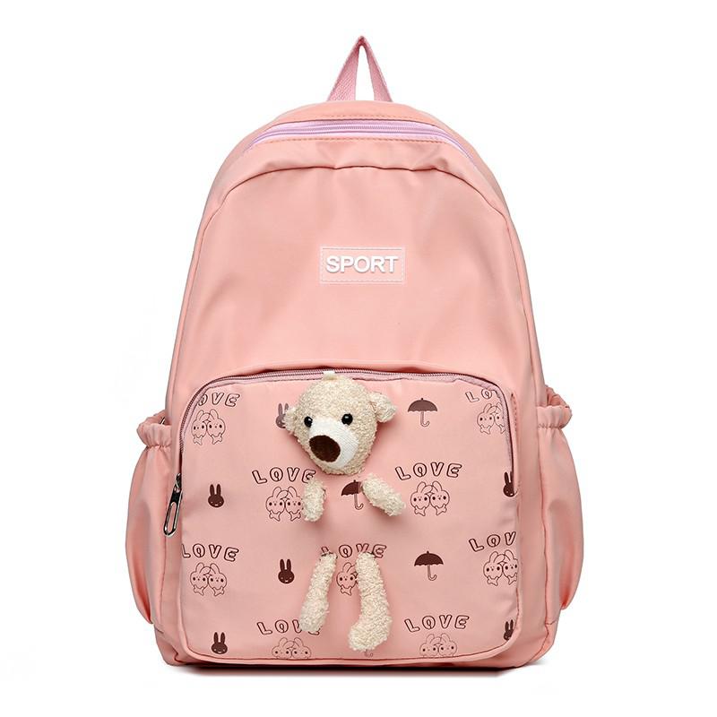 Zaino da donna Oxford di moda zaino da scuola con orso carino per ragazze zaini da viaggio impermeabili di grande capacità zaini per studenti 2022: Pink