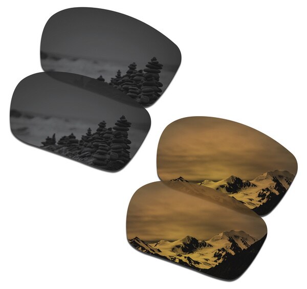 SmartVLT 2 Pairs Polarized Sunglasses Replacement Lenses for Oakley Triggerman Stealth Black and Bronze Gold: Default Title