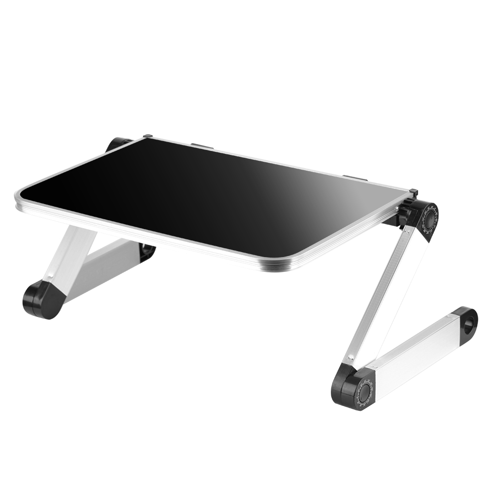 Aluminum Alloy Laptop Portable Foldable Adjustable Laptop Desk Computer Table Stand Tray Notebook Lap PC Folding Desk Table: Black