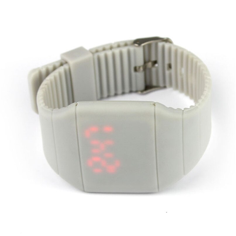 Waterproof Mens Womens Digital LED Touch Sports Silicone Bracelet Wrist Watch eleven colors#4A24FN: Grey