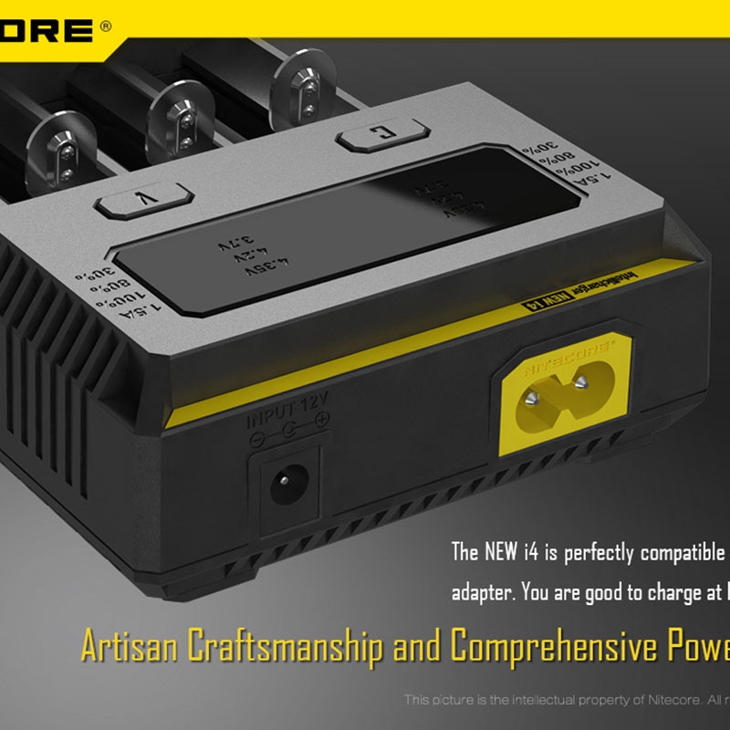 Nitecore I4 Battery Charger 18650 14500 16340 26650 LCD Li-ion Fast Charger 12V Charing for A AA AAA Battery Car Charger C2