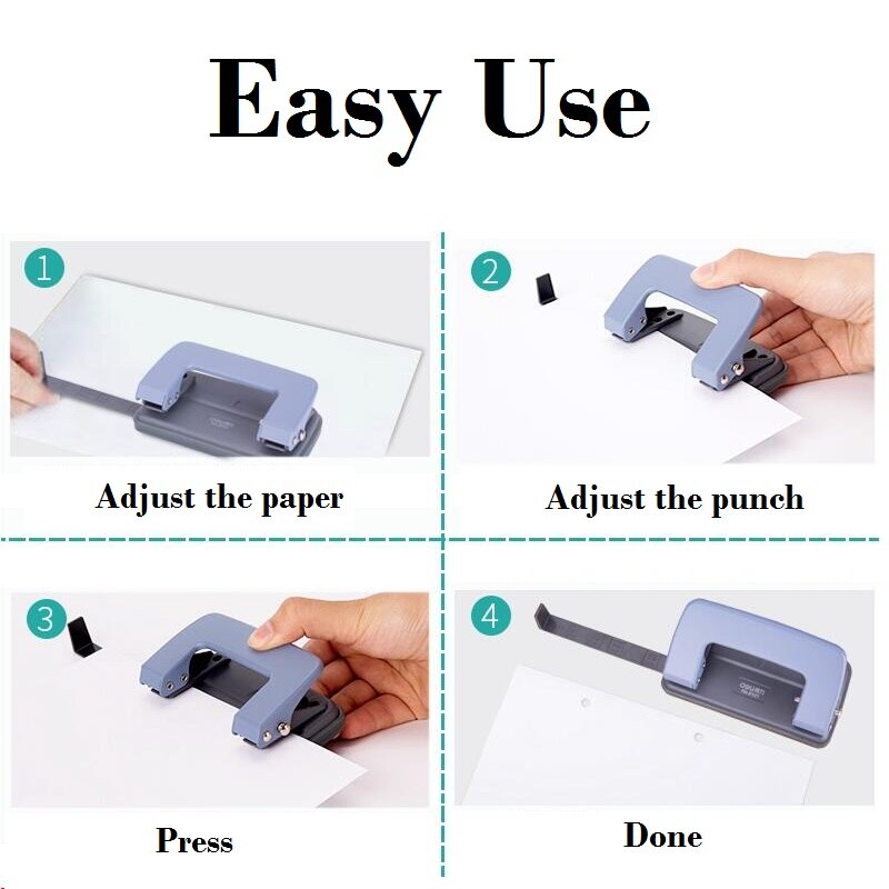 2-gat Punch Handmatig Mini Paper Punch Bureau Tool Desktop Duurzame Metalen Constructie, 10-vel Capaciteit, Willekeurige Kleur