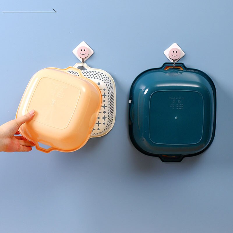 Cestello di scarico doppio da cucina colino di lavaggio per frutta e verdura cestello di stoccaggio in plastica colino di pulizia