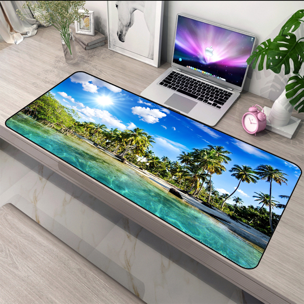 Natureza mousepad 400x900 grande mouse pad nuvem xxl azul tapetes de mesa jogos praia tapete escritório acessórios para computador