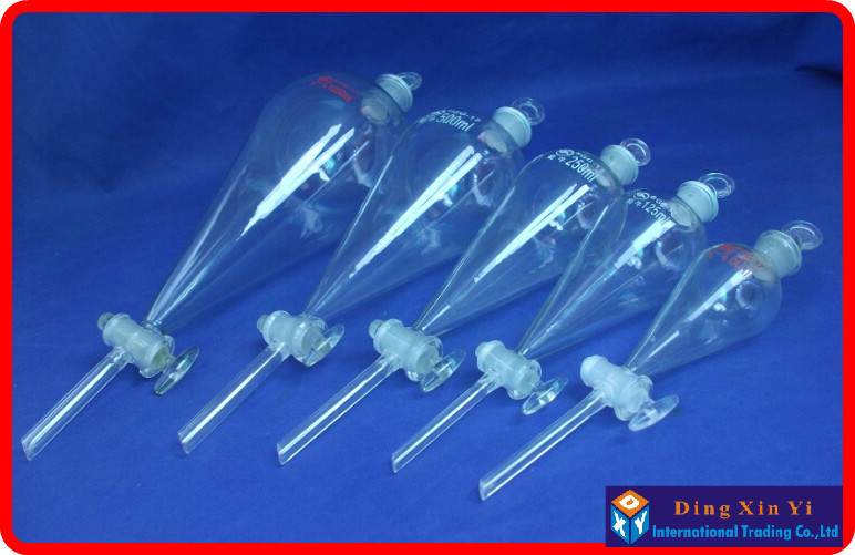 250ml pear shape separatory funnel,glass pear-shaped funnel,Separatory Funnel squib pear shape with ground-in glass stopper