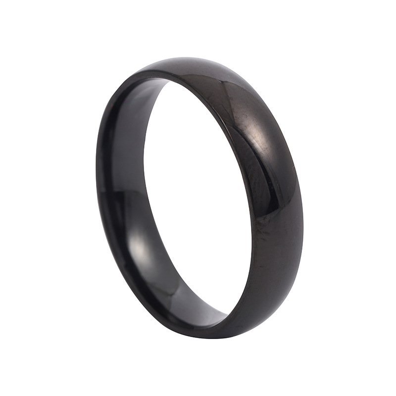 Classic Luxury 4mm Arc Smooth Titanium Ring Steel Couple Stainless Exquisite Custom Jewelry Party Various Colors Available: 8 / black