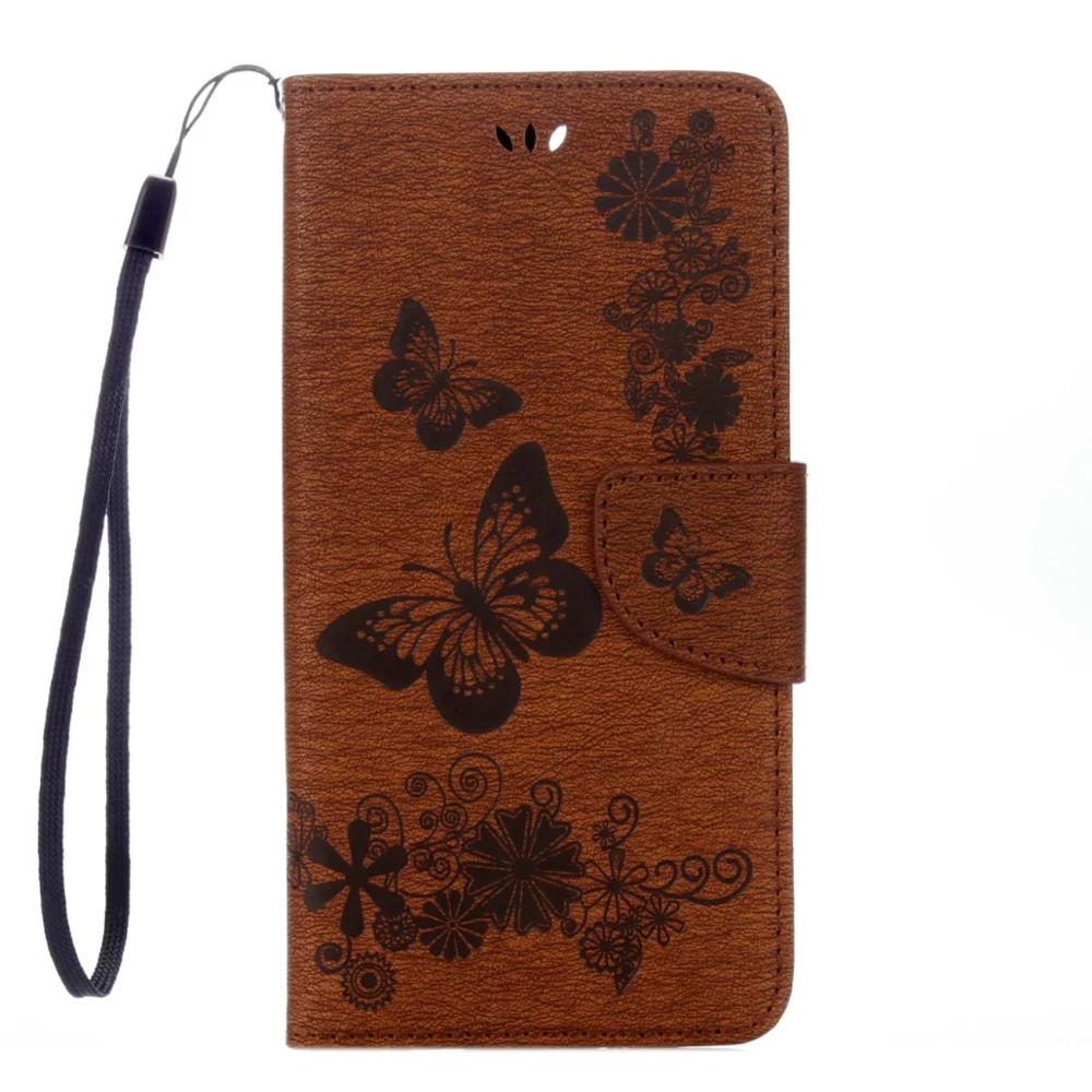 En relieve de cuero flip case para iphone6 6 s plus butteryfly retrocede plus funda cartera de cubierta para iphone7 7 5S sí mt cajas del teléfono: Brown for iPhone6 6s
