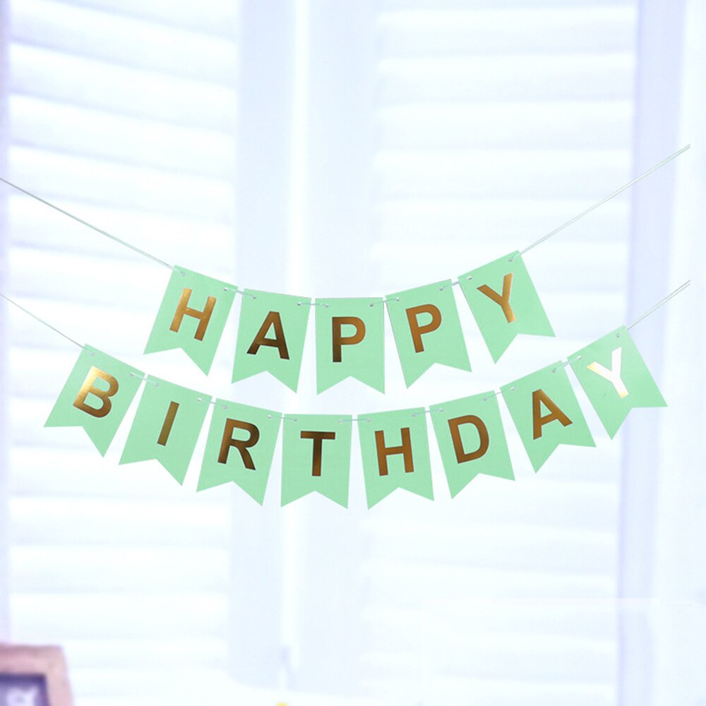 13pcs/set Rose Pink Happy Birthday Banner Signs Golden blue Hanging Flag Birthday Party Supplies rainbow clolor Bunting Decor: NO 5