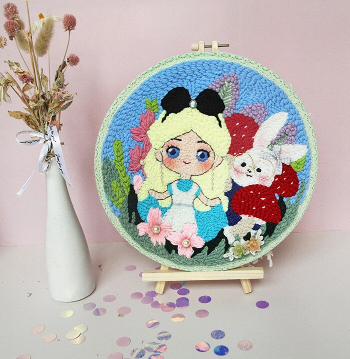 DIY Cartoon Easy Punch Needle Embroidery Kit Punch Needle Cross Stitch for Beginner Handcraft Wall Painting Home Decor: A 30cm withoutneedle