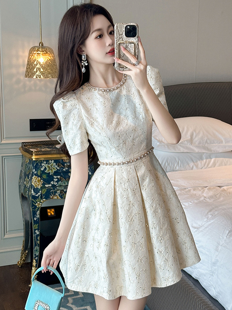 Elegante Luxe Kant Zomer Avondjurk Vrouwen Kleding Zoete Poff Mouw Slanke A-Line Short Party Club Prom Vestidos Fiesta