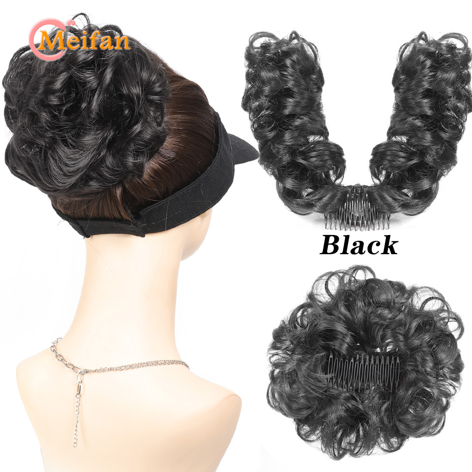 Messy Hair Bun Curly Hair Piece Side Comb Clip in Hairtail Extension Short Natural Versatile Adjustable Styles Easy Hair pieces: WHITE