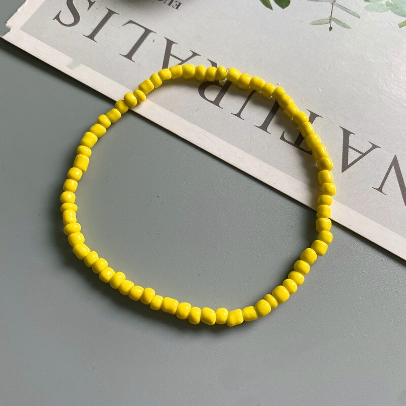 Tobillera colorida para mujer, pulsera de pie con cuentas de semillas diminutas, Color amarillo, rosa y azul, joyería bohemia de verano