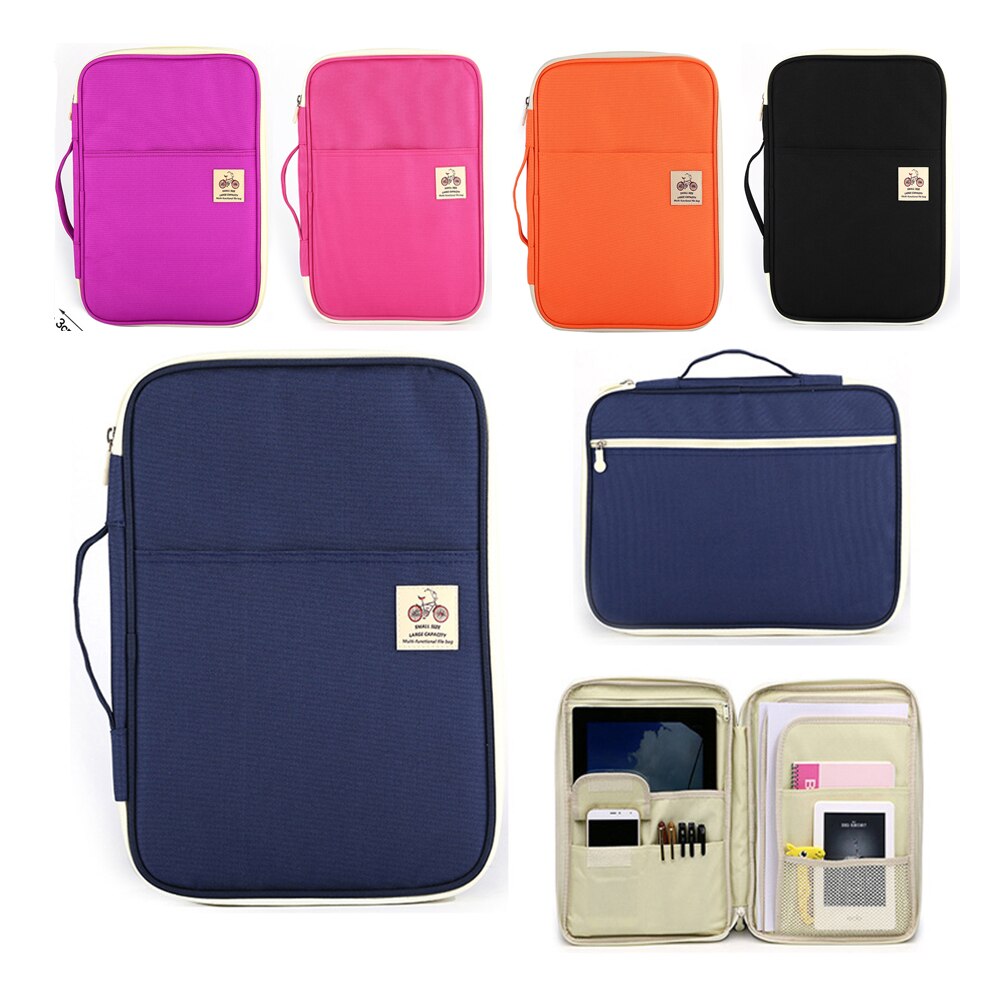 Multi-functional A4 Document Bags Filing Pouch Portable Waterproof Oxford Cloth Organized Tote Notebooks Ipad Computer Bags