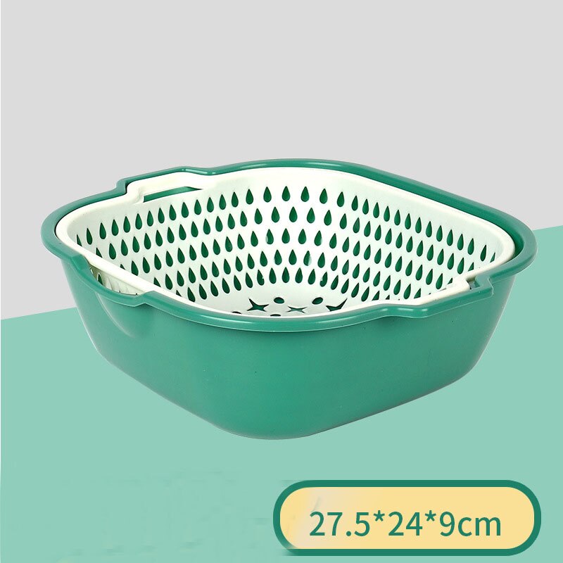 Cestello di scarico doppio da cucina colino di lavaggio per frutta e verdura cestello di stoccaggio in plastica colino di pulizia: L4