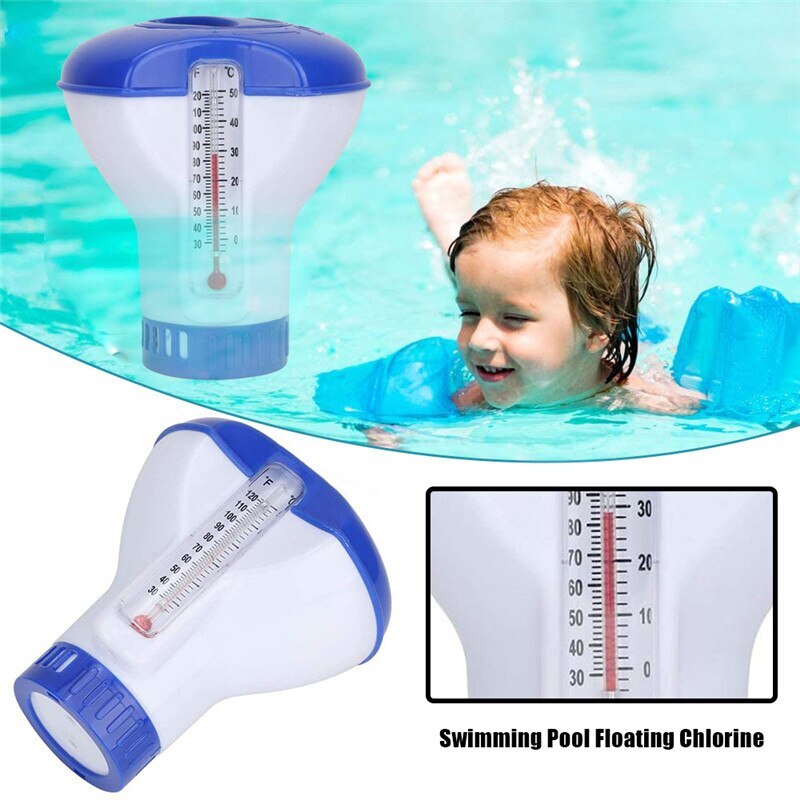 5 Inch Automatic Chlorine Tablet Dispenser Floating Pool Thermometer Swimming Pool Spa Pool Floating Pill Disinfecting Box