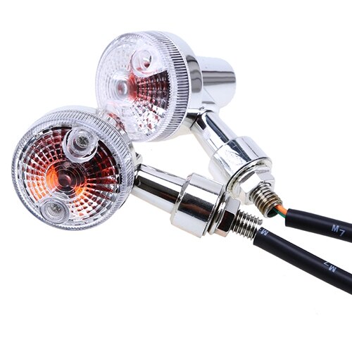 POSSBAY-clignotant clignotant moto Chrome | Indicateur lumineux café Racer, lampe ambre pour Honda Yamaha Suzuki Harley: Clear Len Chrome