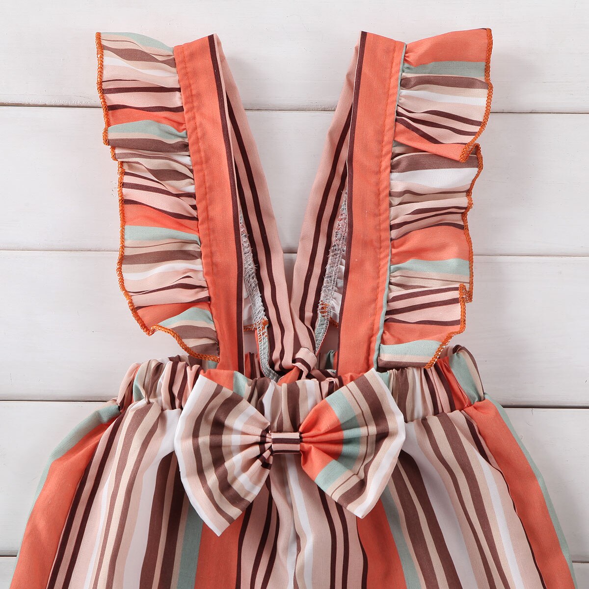 Newest Summer Clothes Toddler Baby Kids Girls Clothes Stripe Romper Bib Pants Ruffle Overalls Colorful Rainbow Jumpsuit