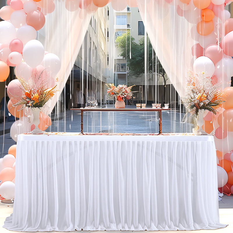 Ivory Tulle Table Skirts for Rectangle Tables 8ft 6ft 4ft for Wedding Party Birthday Baby Shower Cake Event Dessert Tablecloth: 150*180cm / WHITE