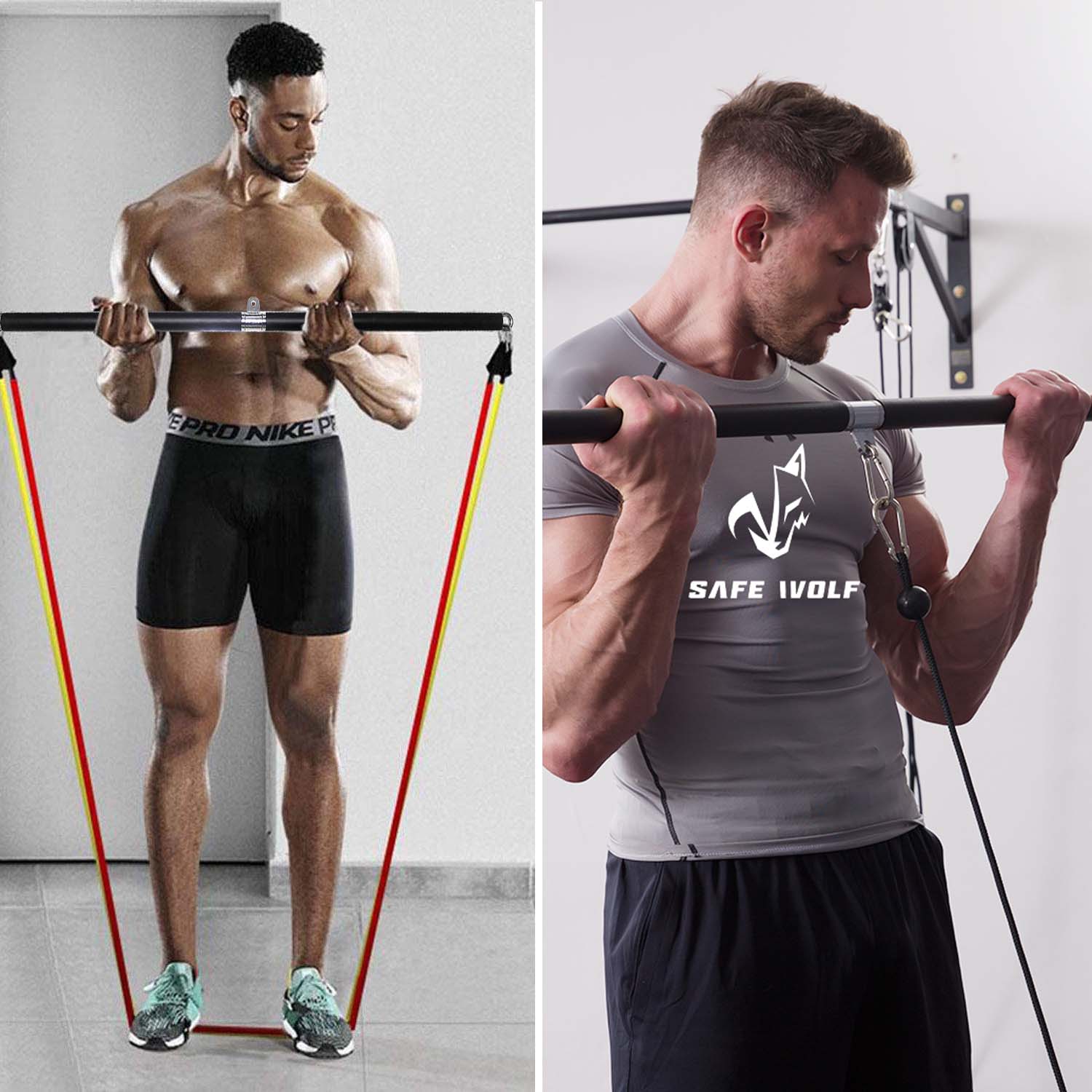 Fitness LAT Pull Down Bar Rotating Gym Handles for Pulley Cable Machine Attachments Resistance Band Training Pilates Workout Bar