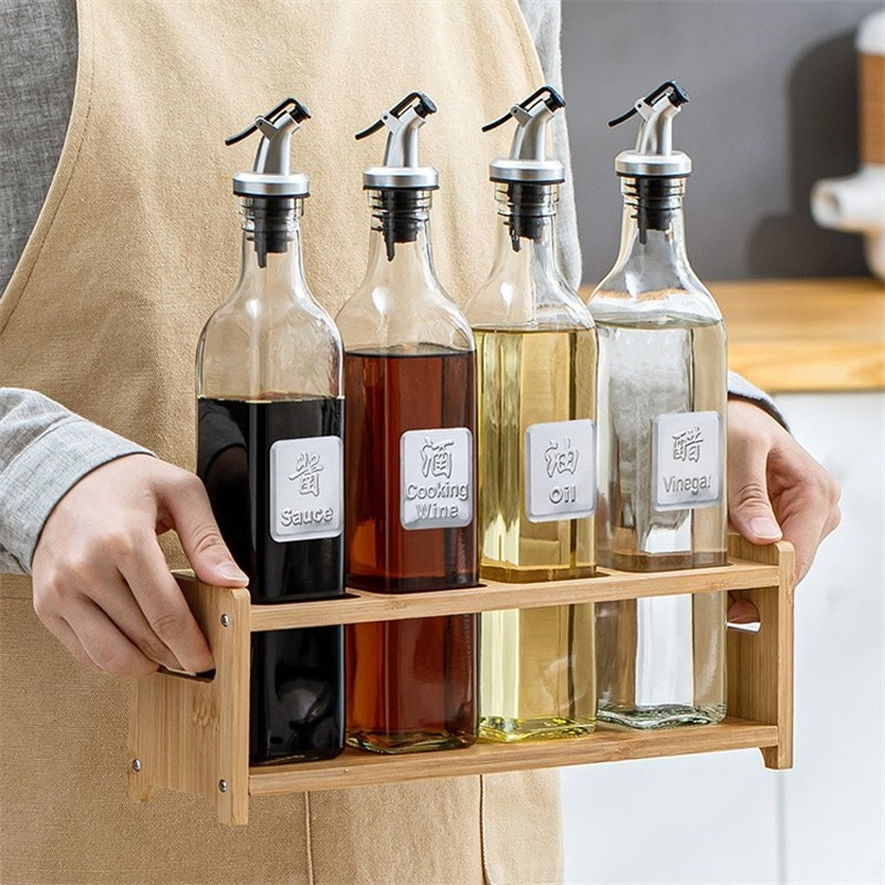 Glass Oil Bottle Glass Glass Rack Condiments Container Bottle Kitchen Tools