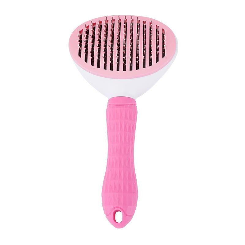Katzen Pinsel Nadel Kamm Mehrfarbig Kürbis Haar Deshedding Kamm Welpen Muschi Massage Haar Entfernung Kamm Haustier Reinigung Pflege Werkzeug: Rosa - dick Nadel