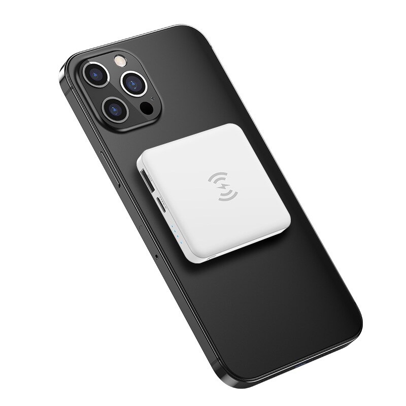 ALIENY-Banco de energía inalámbrico magnético para iPhone 12 Pro Mini Max, batería externa portátil, Cargador rápido: White