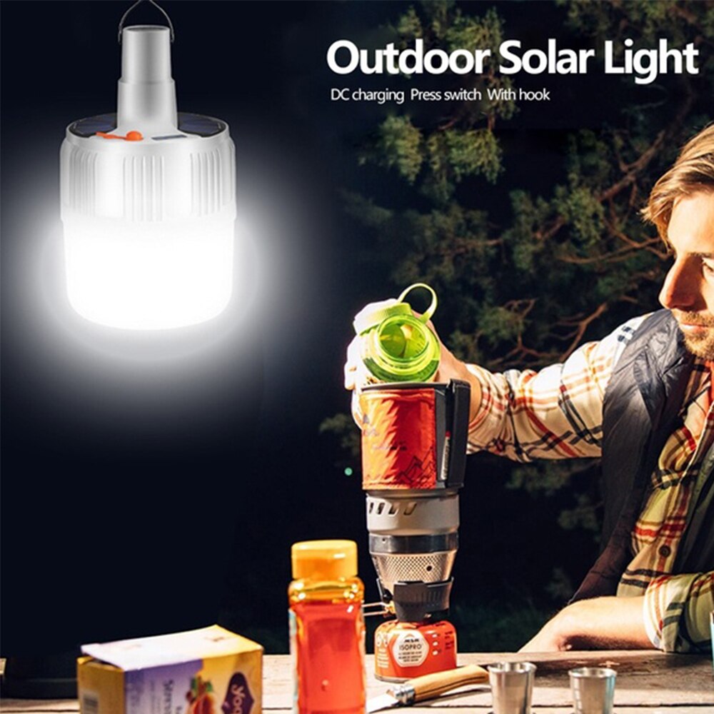 solar LED rechargeable 3 lighting modes bulbs, portable outdoor emergency lighting, camping lights IP65 waterproof