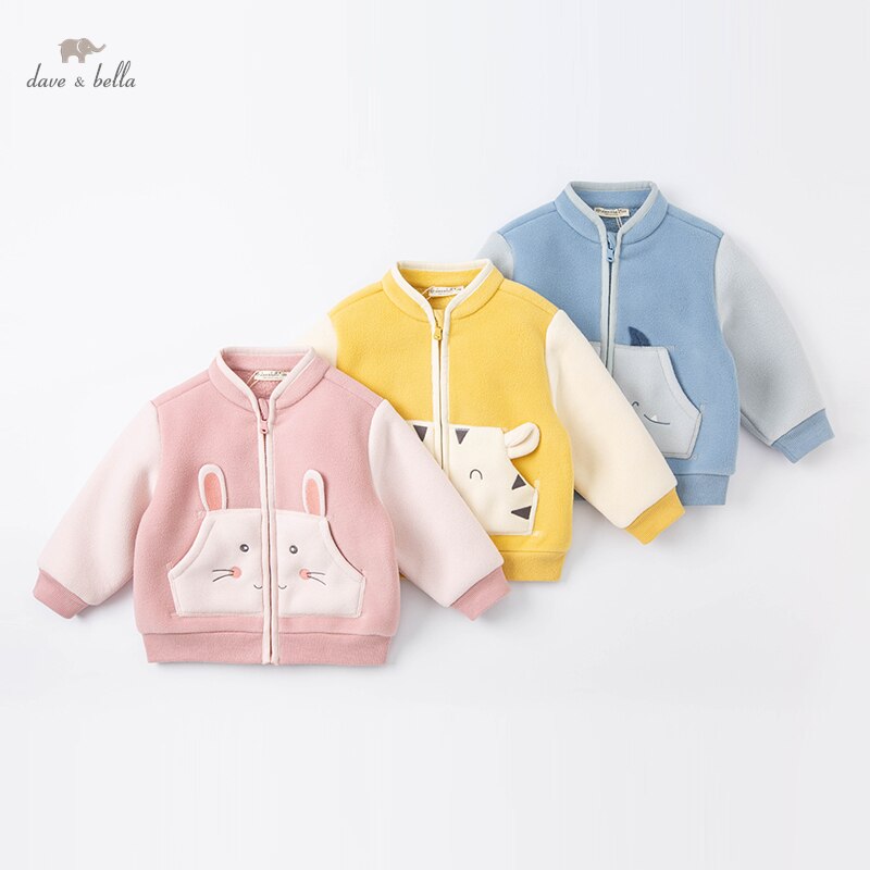 DBX20279-abrigo con bolsillos de dibujos animados para bebé, ropa de abrigo para niño y niña, tops para niño pequeño, unisex