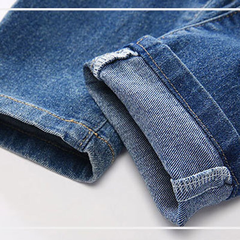 KEAIYOUHUO-ropa para bebés, pantalones vaqueros azules elásticos para niños, pantalones largos de estilo occidental para niños de 8 años