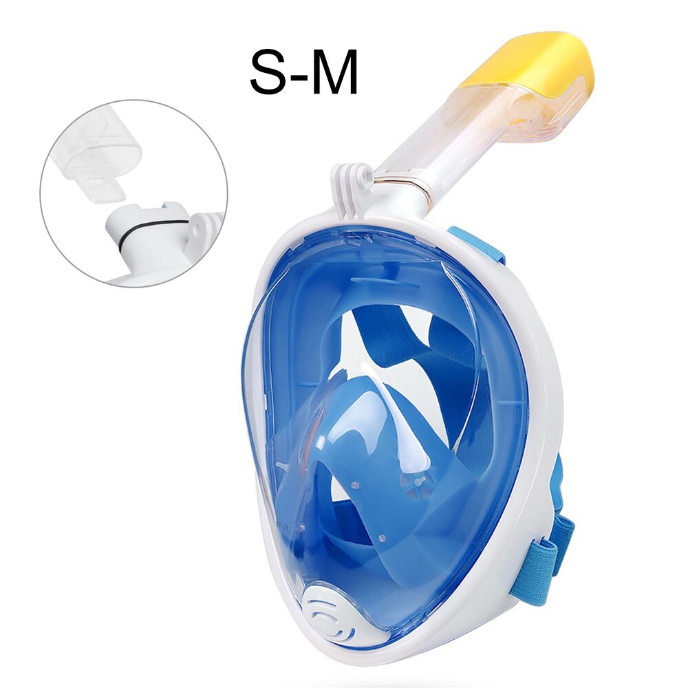 Diving Mask Scuba Mask Underwater Anti Fog Full Face Snorkeling Mask Women Men Kids Swimming Snorkel Diving Equipment: Flat Blue S-M