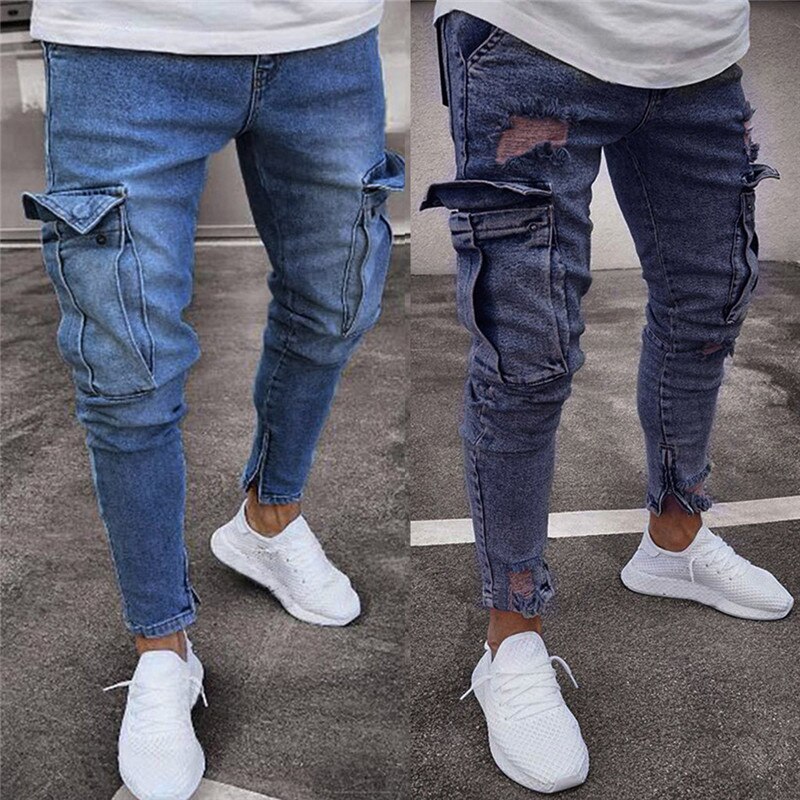 Heren Jeans Denim Pocket Broek Zomer Herfst Dunne Slanke Regular Fit Straight Jeans Elasticiteit Rekbare Mannelijke Mode grote maten