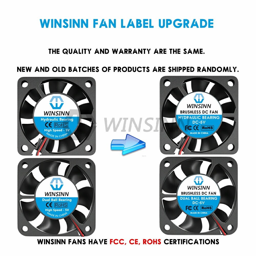 WINSINN 4010 Ventola da 40 mm DC 5 V 12 V 24 V Idraulico/Doppio cuscinetto a sfere Raffreddamento senza spazzole 40x10 mm 2 spillo 3 spillo
