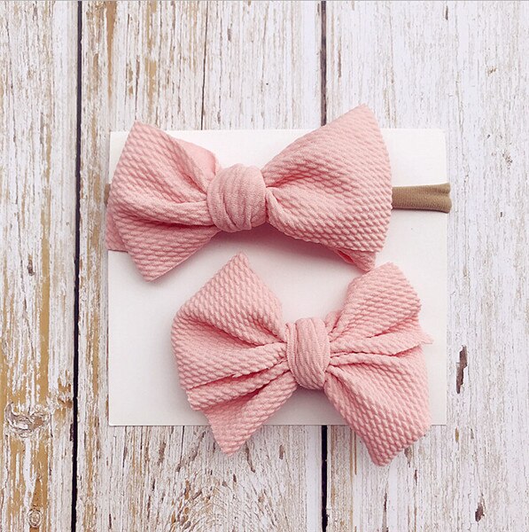 Kinder Mädchen Baby Stirnband Infant Neugeborenen Blume Bogen Haar Band Accessoriess Solide Bogen Headwear 2 Pcs Für Ihre Mädchen: Rosa