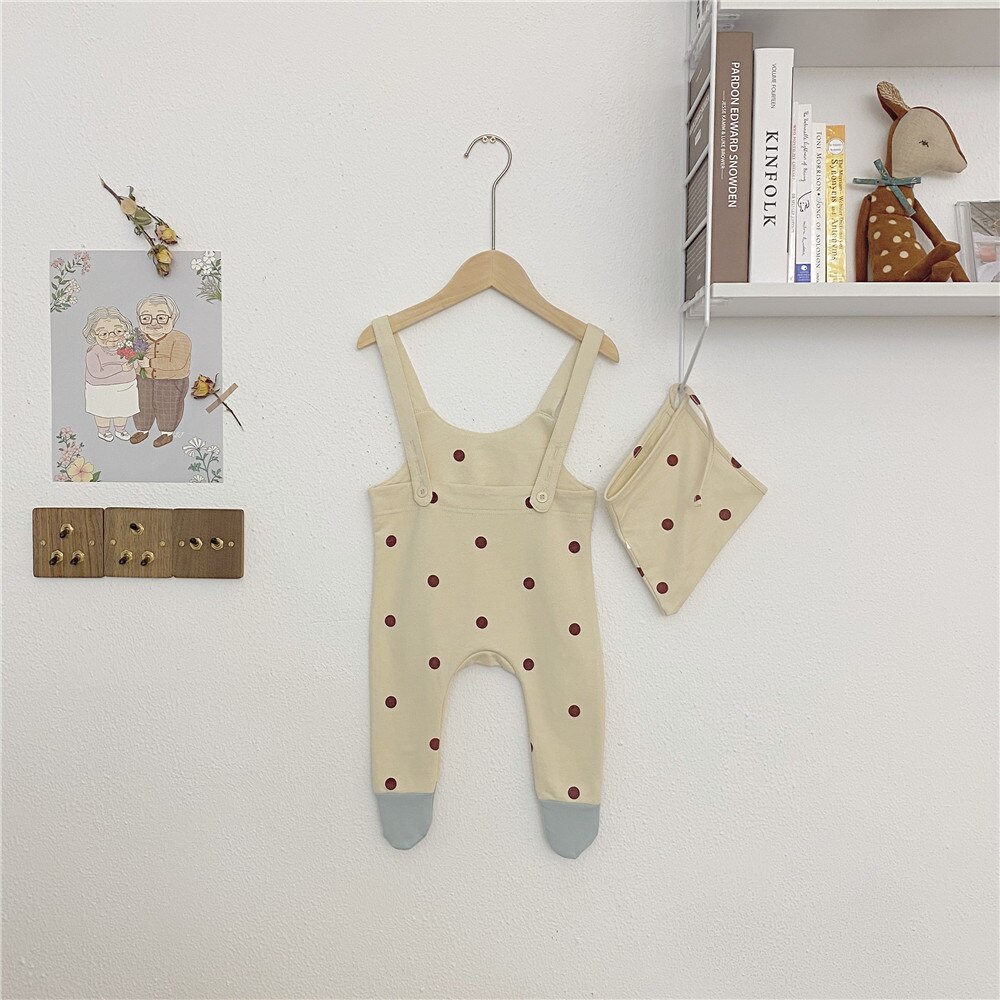 Baby Clothes Infant Sleeveless Kids Overalls Baby Girl Boys Rompers Hat 2 Pieces Baby Jumpsuit Baby Romper 0-24M: dot / 6M