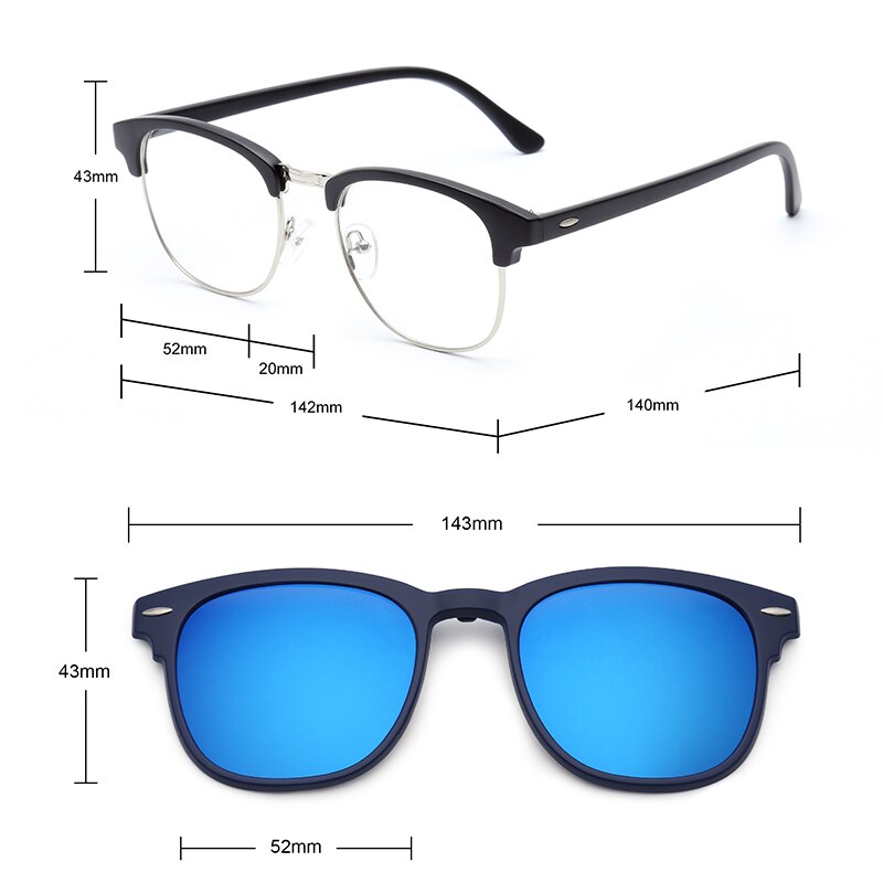 5Stck Magnetische Polarisierte Clip Auf Sonnenbrillen Frauen Männer Kunststoff Rahmen für Nacht Fahren Sonnenbrille UV400