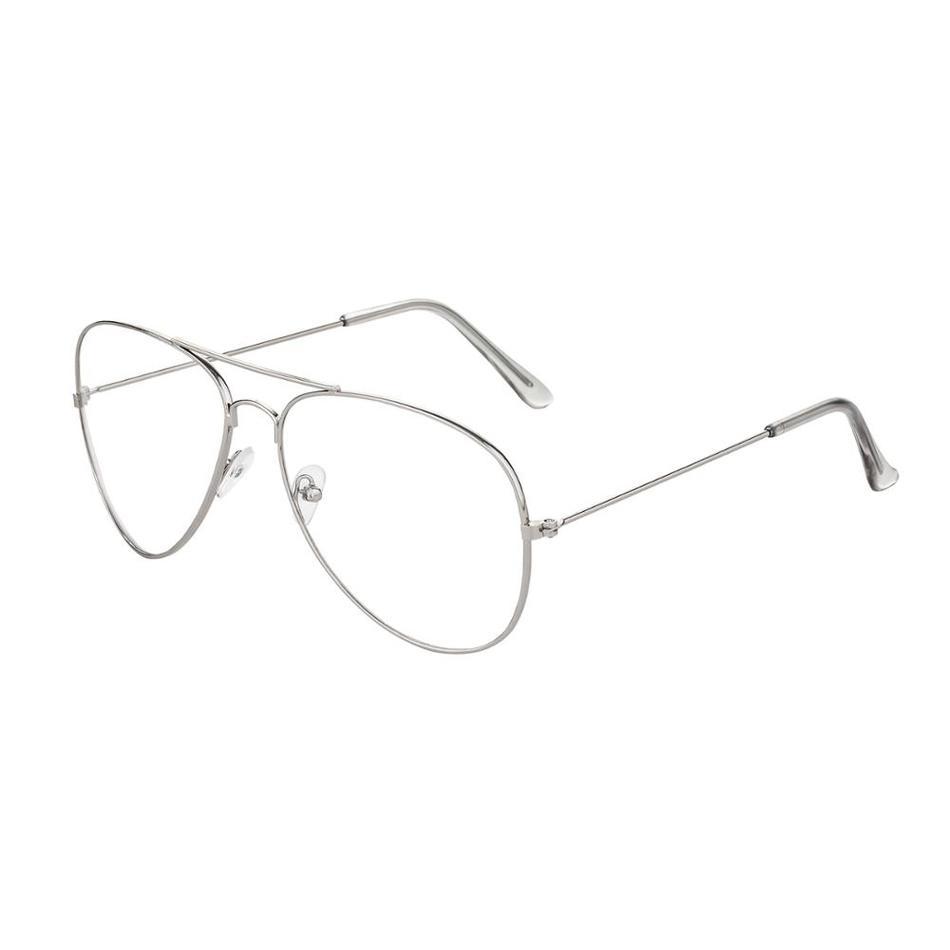Luftfart metalramme solbriller kvindelige klassiske optik briller gennemsigtig klar linse kvinder mænd briller optisk pilot stil: Sølv