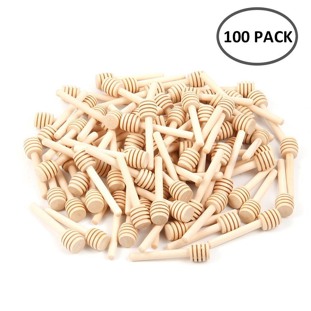 100 stk træ honning dipper sticks mini honning ske stick honning rørestav til kaffe marmelade bryllup fest favoriserer: Default Title