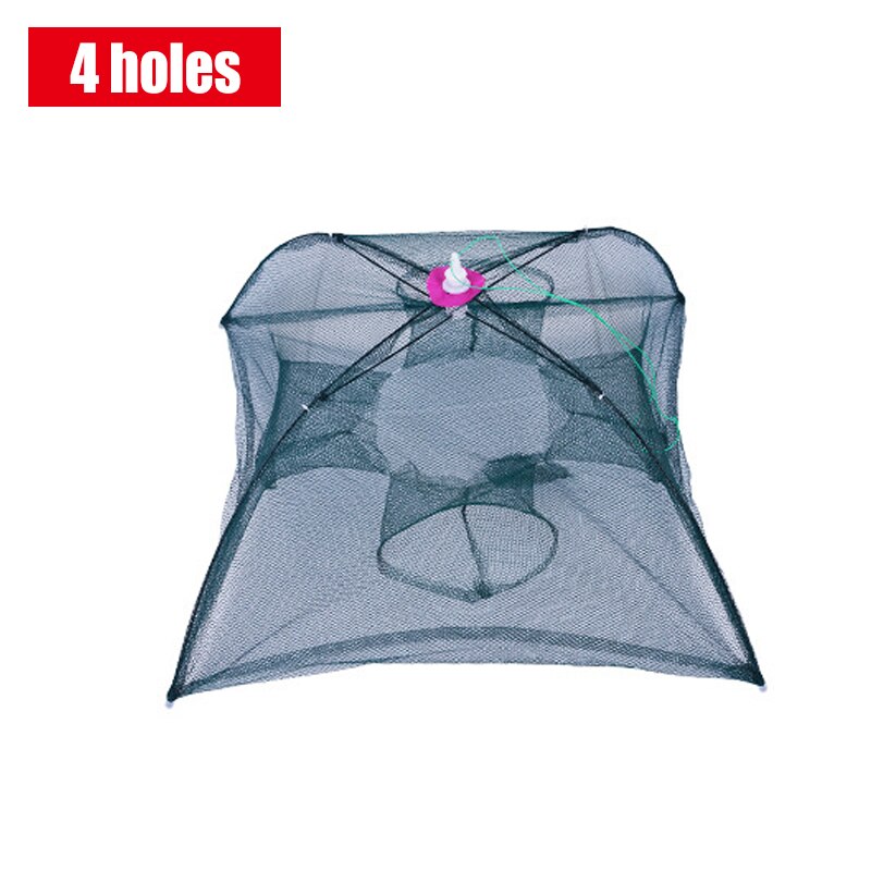 Holes Folded Portable Hexagon Fishing Net Crayfish Fish Automatic Trap For Crayfish Shrimp Carp Catcher Cages Mesh Nets X88G: 4 holes