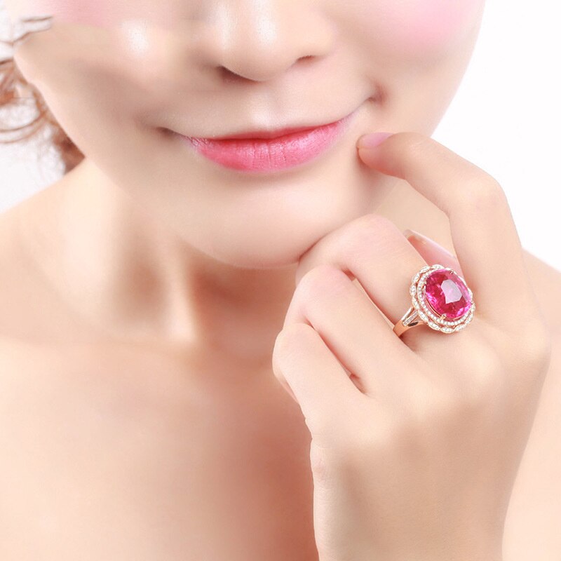 Anillos Yuzuk luxe 100% 925 argent Sterling ovale rubis saphir pierre gemme mariage fiançailles Simple bague bijoux redimensionnable